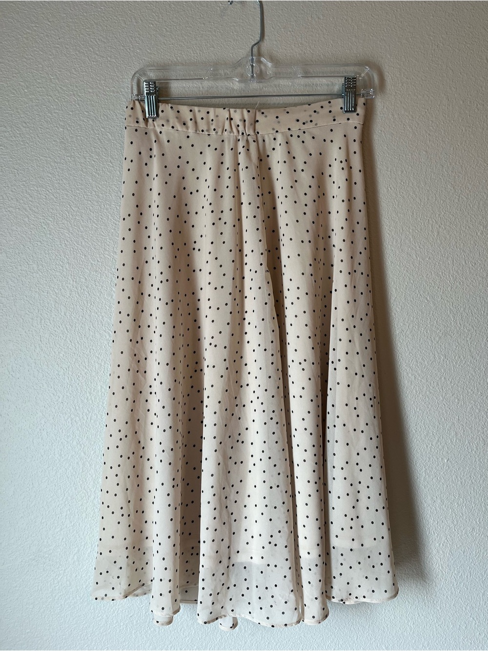 Philosophy Cream Midi Skirt with Black Polka Dots